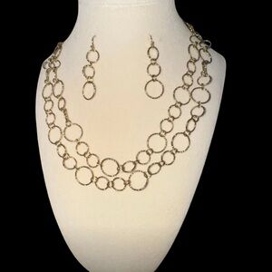 Elegant Gold-Tone Necklace and Earring Set
